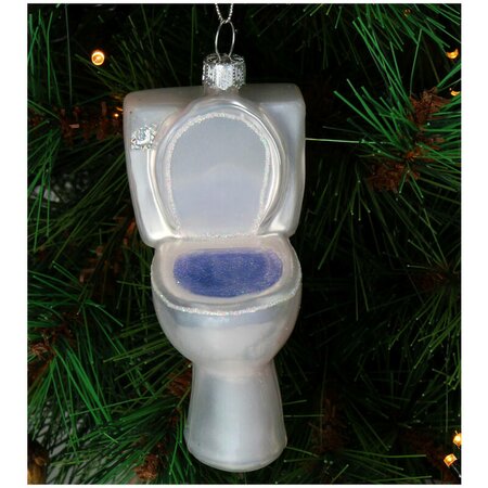 Ornament Toilet glas wit 9.6cm - afbeelding 2