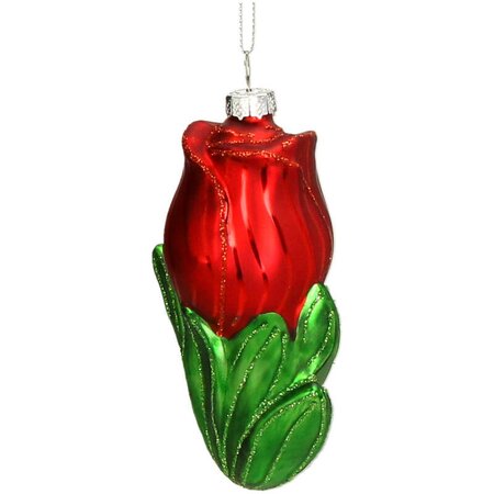 Ornament Tulp glas rood 10cm - afbeelding 1