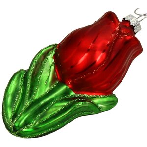 Ornament Tulp glas rood 10cm - afbeelding 3