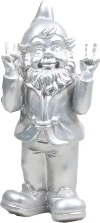Stoobz kabouter peace h31cm zilver - afbeelding 1