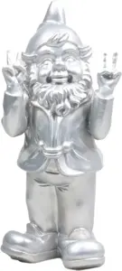 Stoobz kabouter peace h31cm zilver - afbeelding 1