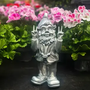 Stoobz kabouter peace h31cm zilver - afbeelding 2