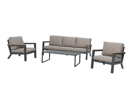 Vita Emerson Loungeset Antraciet met Beige Kussens