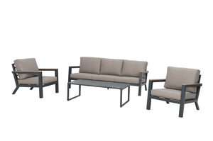Vita Emerson Loungeset Antraciet met Beige Kussens