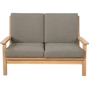 Lesli Living Loungebank Teak met kussens voorkant