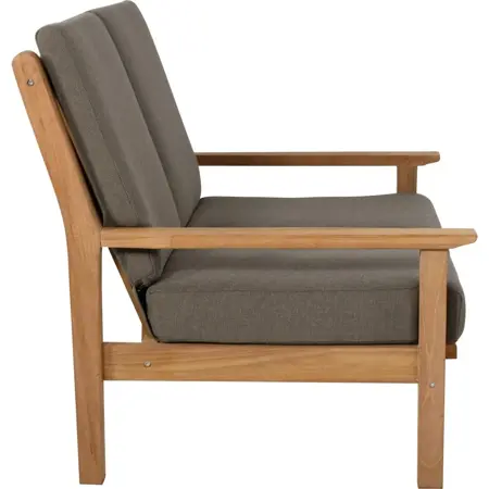 Lesli Living Loungebank Teak met kussens zijkant
