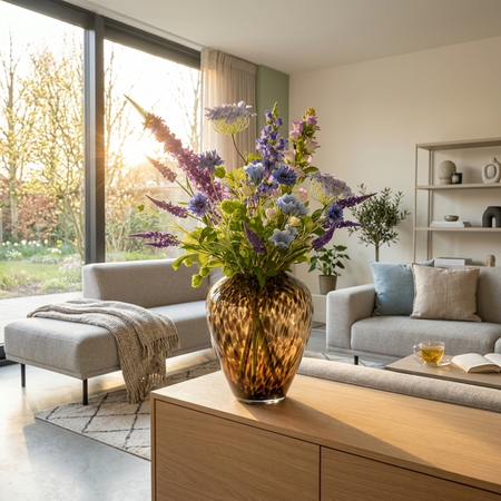 Kunst Boeket Blauw Paars Woonkamer