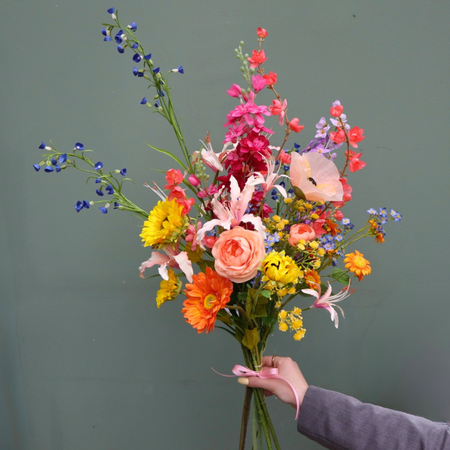 Zijden Kunstboeket Bont Gekleurd