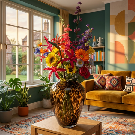 Zijden Boeket Fel Bont Gekleurd sfeerbeeld