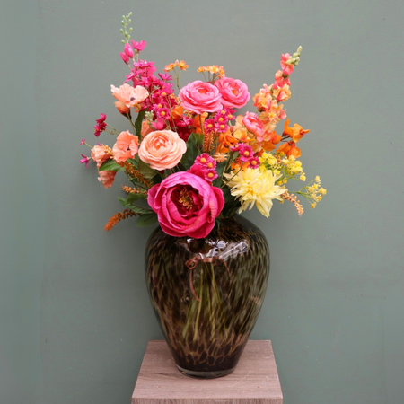 Zijden Boeket Roze Geel Oranje