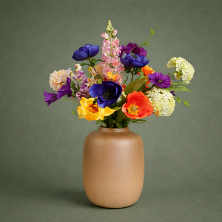 Zijden Kunstboeket - Indigo & Apricot - afbeelding 1