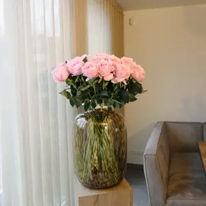 Zijden Kunstboeket - Roze Rozen